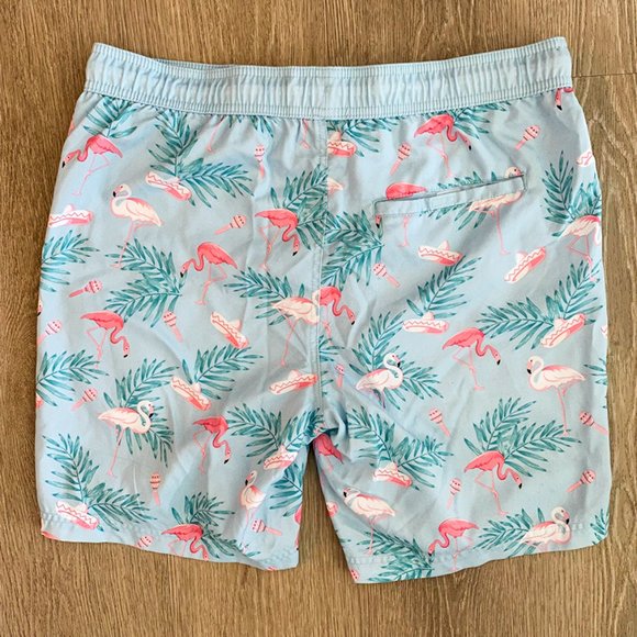 Carbon Men’s Pink & Blue Flamingo Board Shorts, Swim Trunks, Medium - Picture 3 of 6